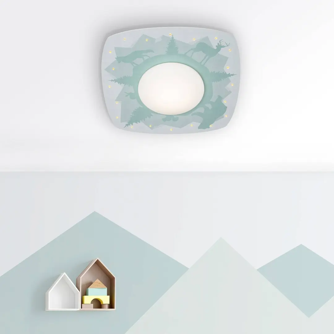 Elobra LED-Deckenleuchte Scandi Wald, 58 cm, grün, MDF-Holz