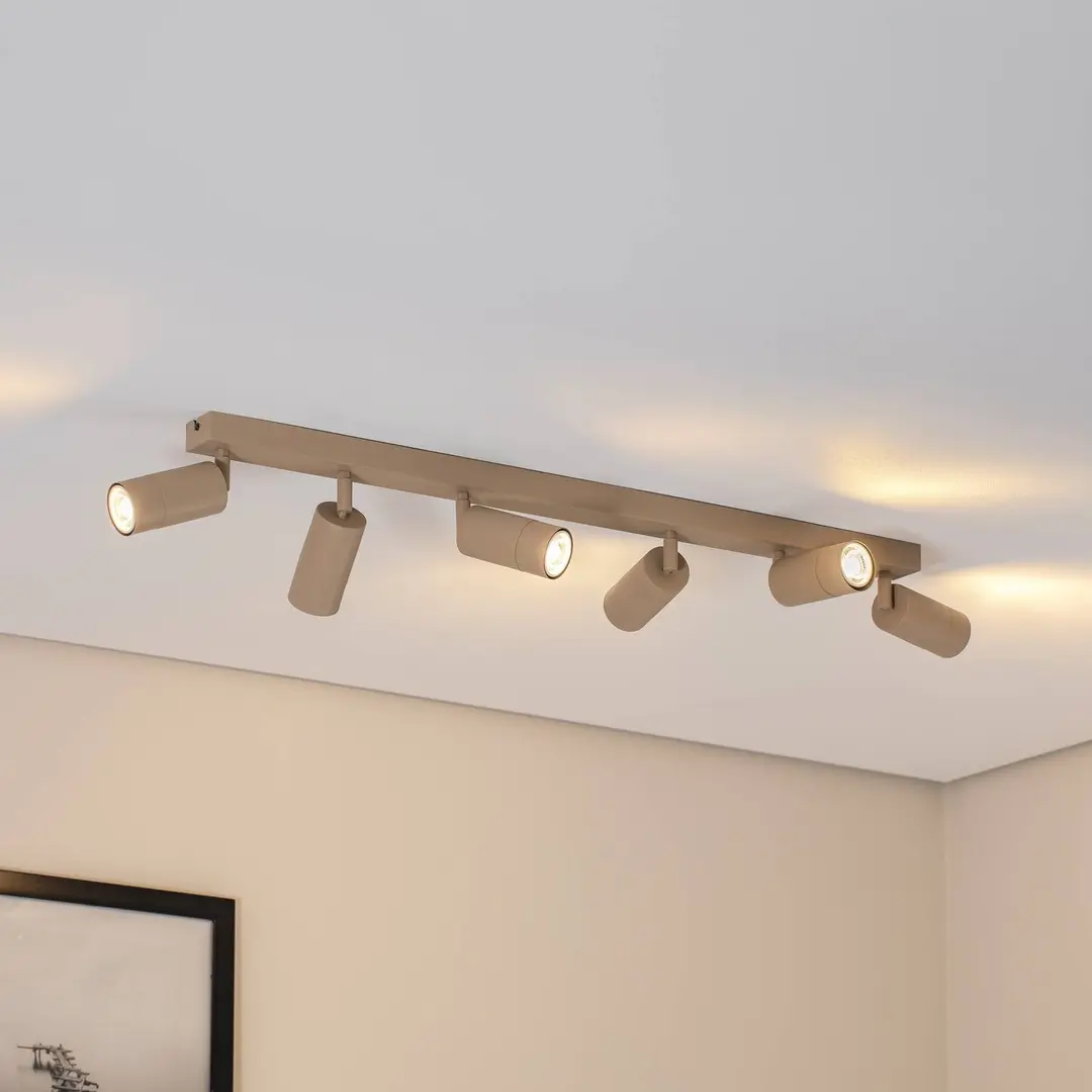Luminex Deckenstrahler Link, beige, Länge 90 cm, 6-flg.