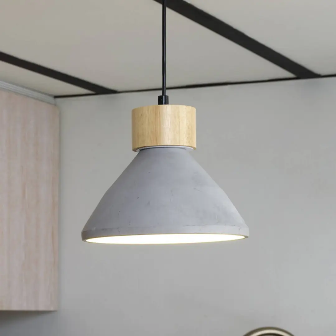 OSRAM Hängelampe CONCRETE WOOD, grau, Ø 22 cm, Beton, E27