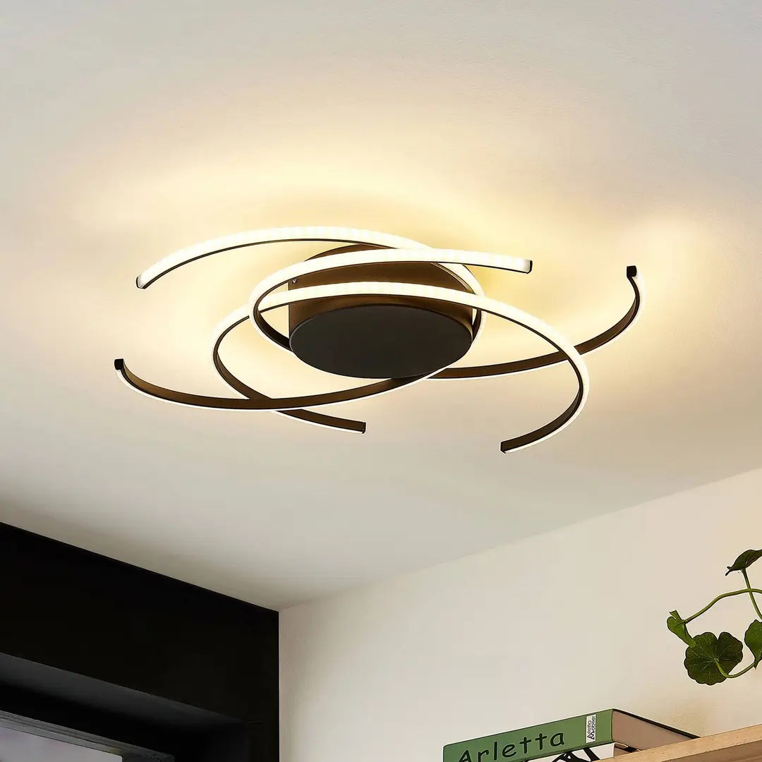 Lindby LED-Deckenleuchte, Hamza, Ø 49 cm, schwarz, Aluminium