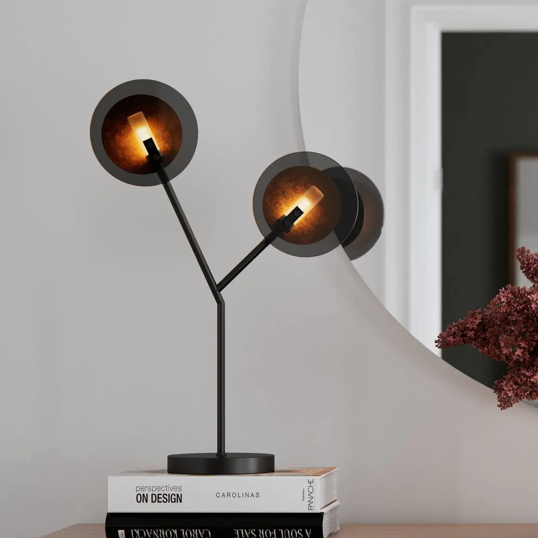 By Rydéns Turno Tischleuchte, schwarz, 2-flammig