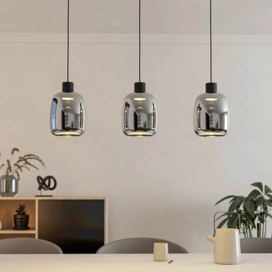 EGLO connect LED-Hängelampe Molochio-Z, 3-fl., schwarz, klar