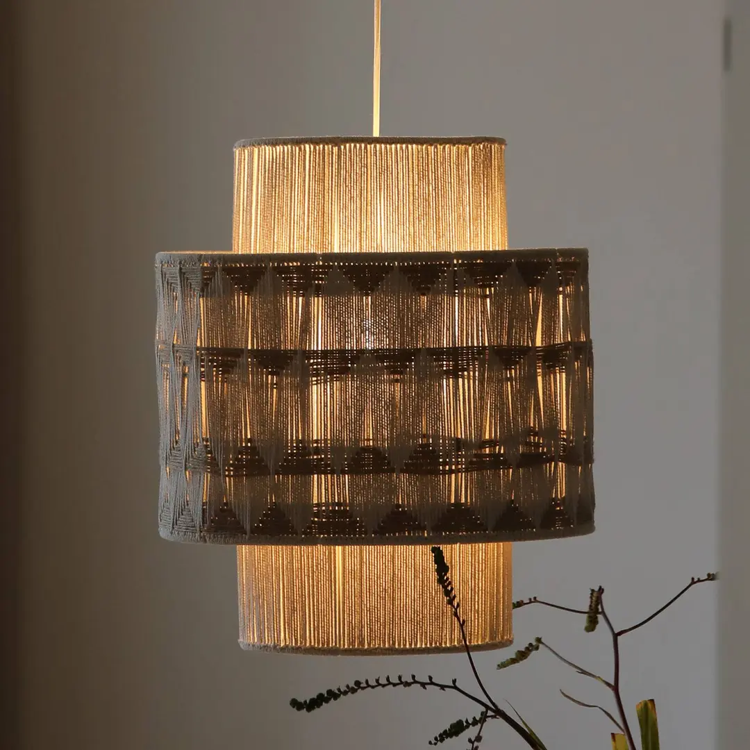 Markslöjd Hängeleuchte Ano, Ø 45 cm, Textil, beige/braun