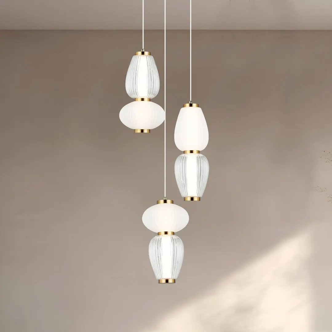 Viokef LED-Hängelampe Shiny, Ø 60 cm, klar/weiß, Glas