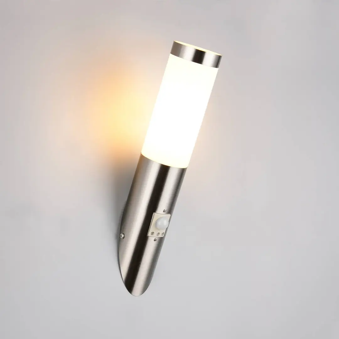 Trio Lighting Außenwandlampe Trioto, nickelfarben, 39 cm Edelstahl, Sensor