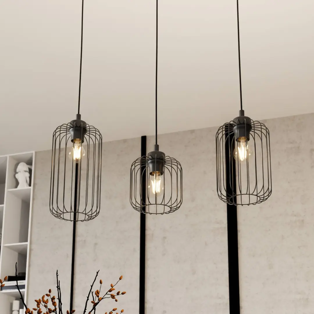 EMIBIG LIGHTING Hängeleuchte Vander, 3-flammig, 60 cm, schwarz, Metall, E27