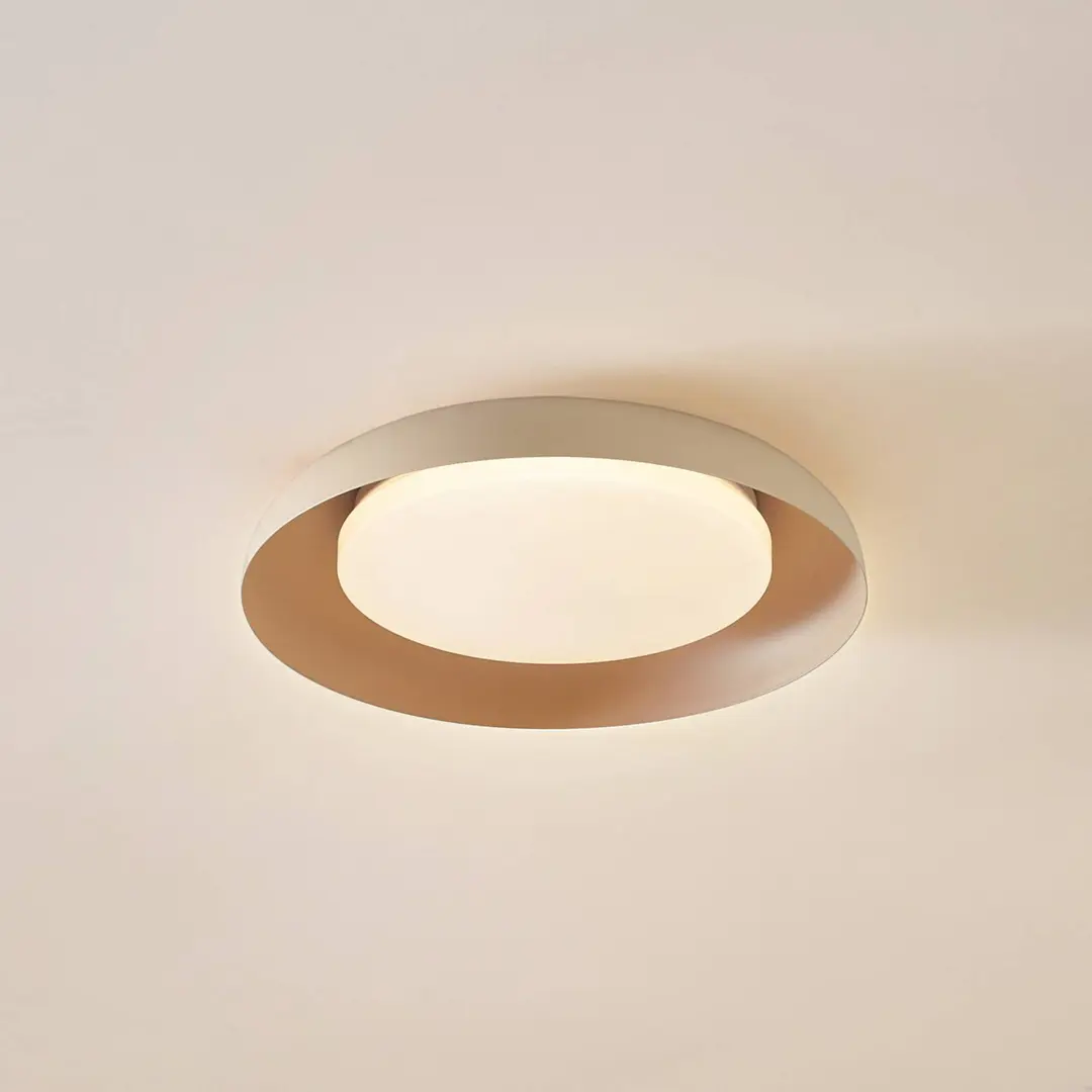 Lindby LED-Deckenleuchte Florie, beige, Metall, Ø 40 cm