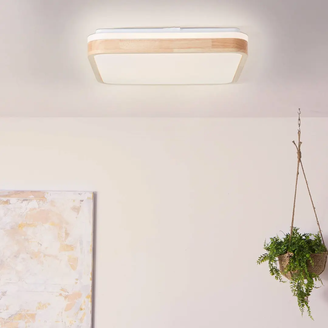 Brilliant LED-Deckenlampe Tumeo, Länge 40 cm, holz hell, Metall/Holz
