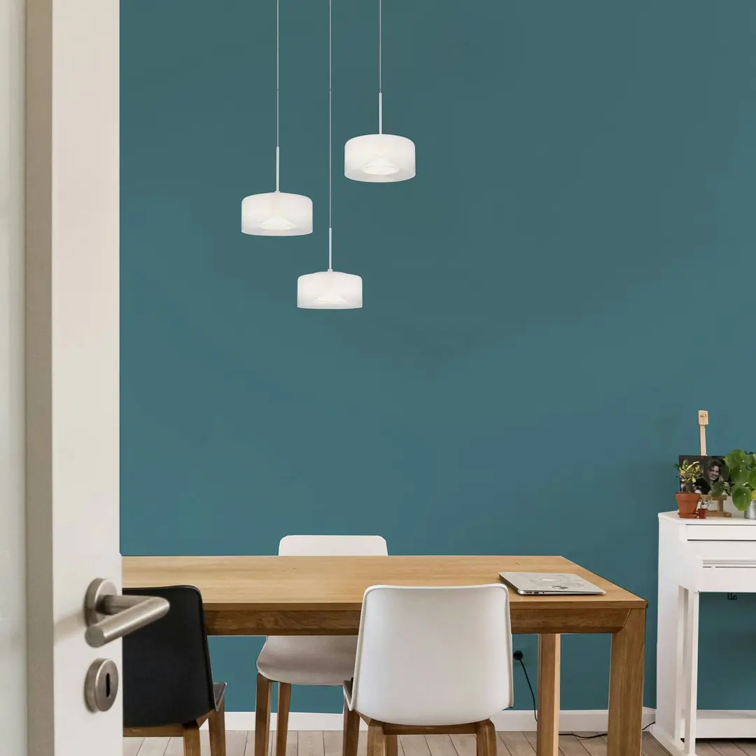 Globo LED-Hängeleuchte Belinda, Ø 40 cm, weiß, 3-flg., Glas