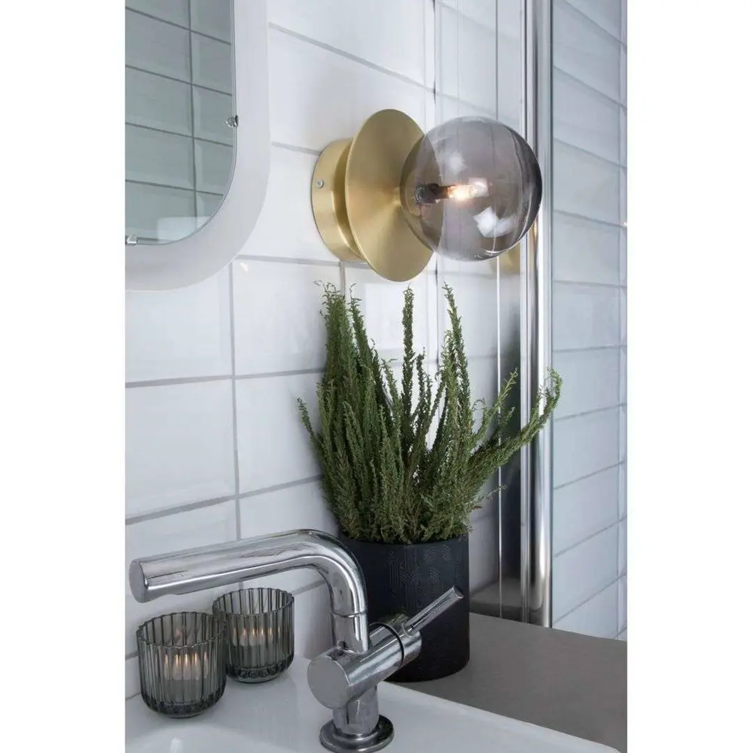 Globen Lighting Wandlampe ART DECO, messing/weiß Ø 16cm IP44
