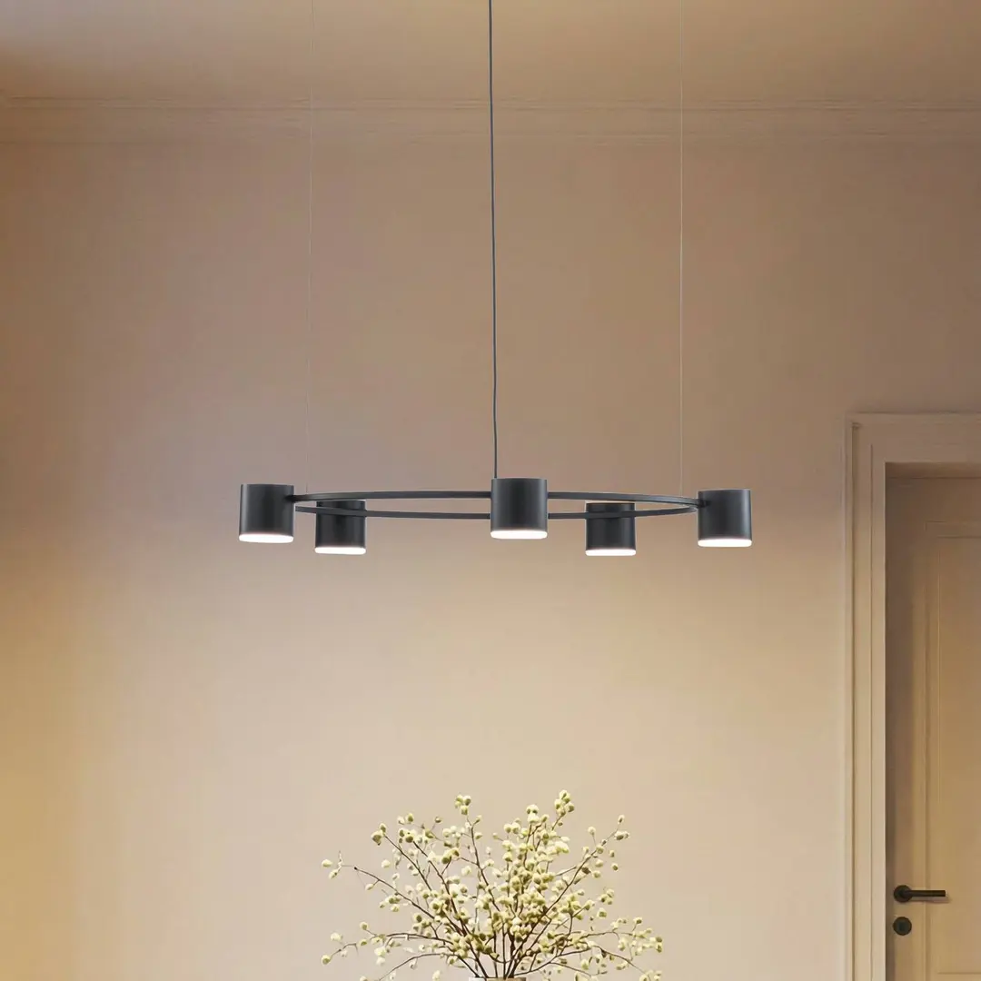 Sigma Hängeleuchte Kodo, 5-flammig, schwarz, Stahl, GX53