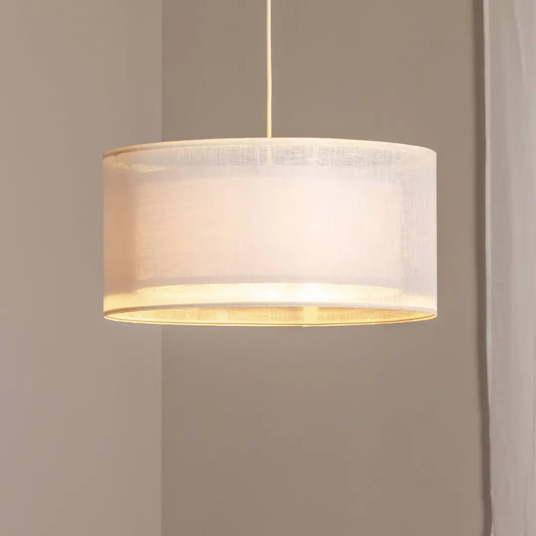 Maco Design Hängeleuchte Duo Den Light, creme, Ø 50 cm, Leinen, PVC