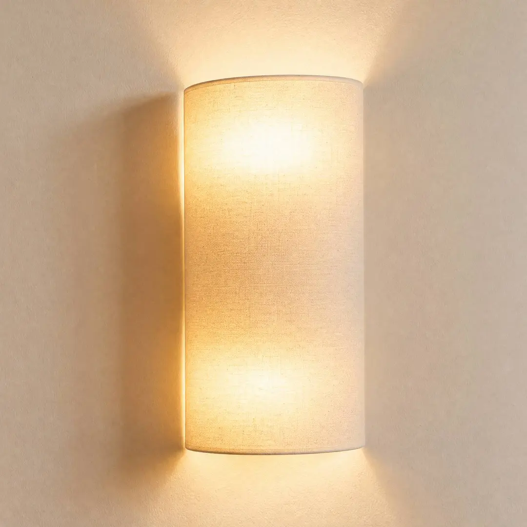 Duolla Wandlampe Nature, creme, Höhe 40 cm, Textil, up/down