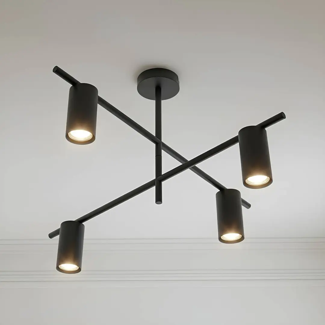 Lindby Deckenleuchte Marilou, schwarz, 4-flammig, Ø 70cm