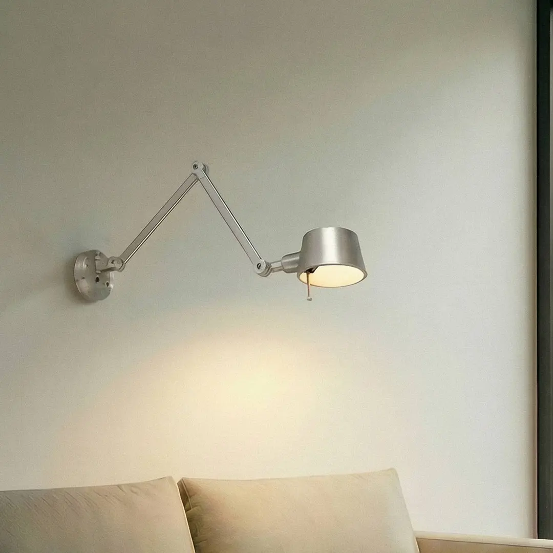 Lucande Wandleuchte Silka, 91 cm, nickel, verstellbar, E27
