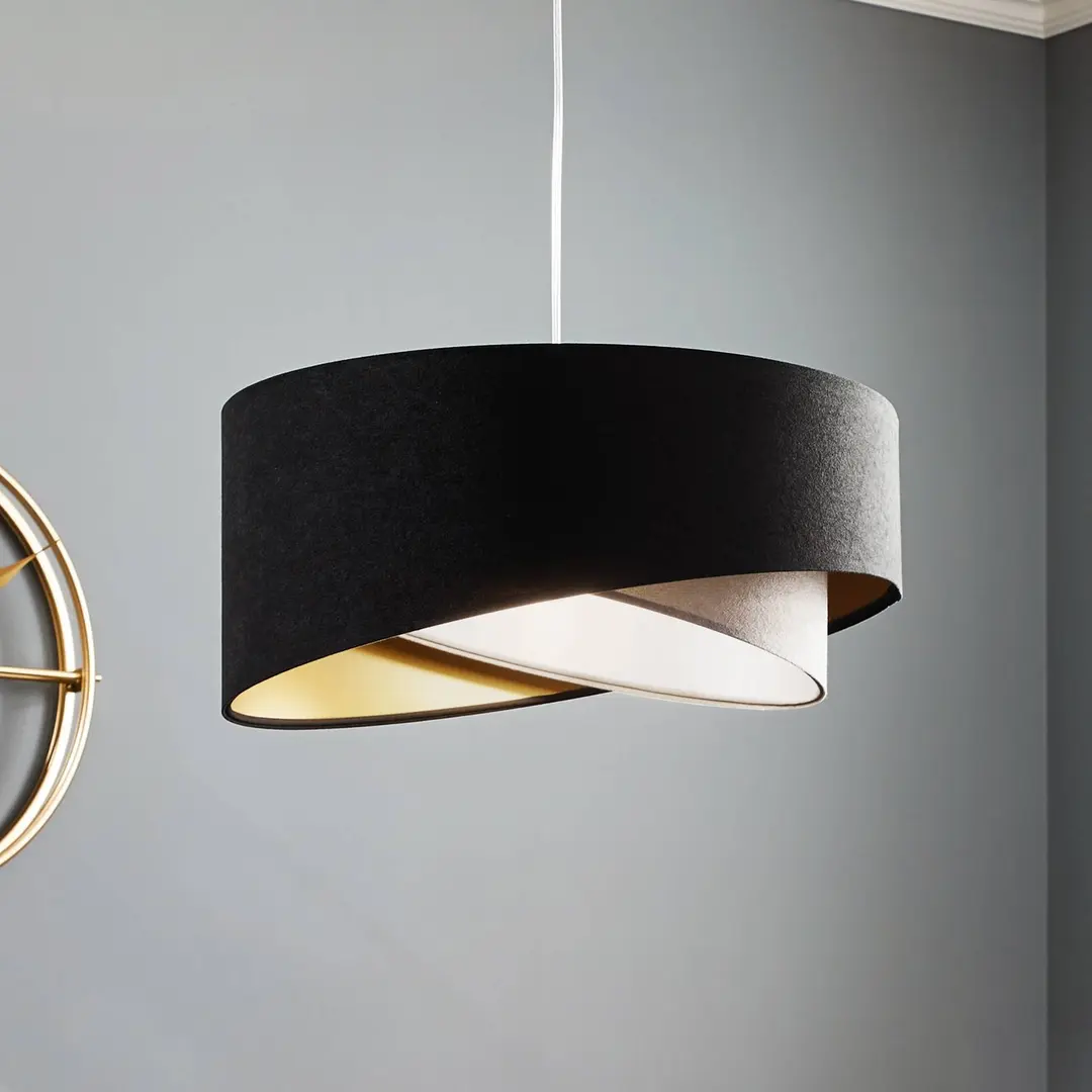 Maco Design Hängelampe Vivien Velours schwarz/grau/silber/gold