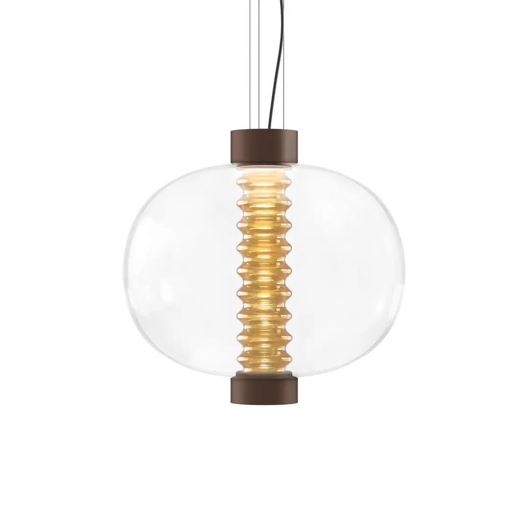 kdln LED-Pendelleuchte Bolha, amber, Ø 40 cm, Glas