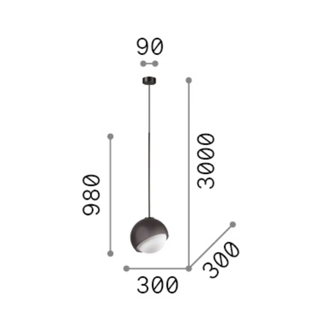 Ideal Lux Hängelampe Bloom, Ø 30 cm, messing, Metall/Glas