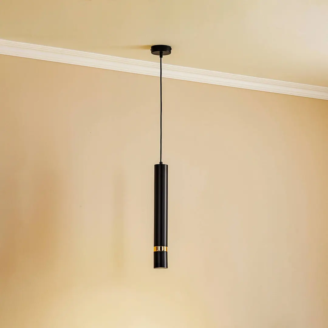 Luminex Hängeleuchte Rondo schwarz/gold, einflammig