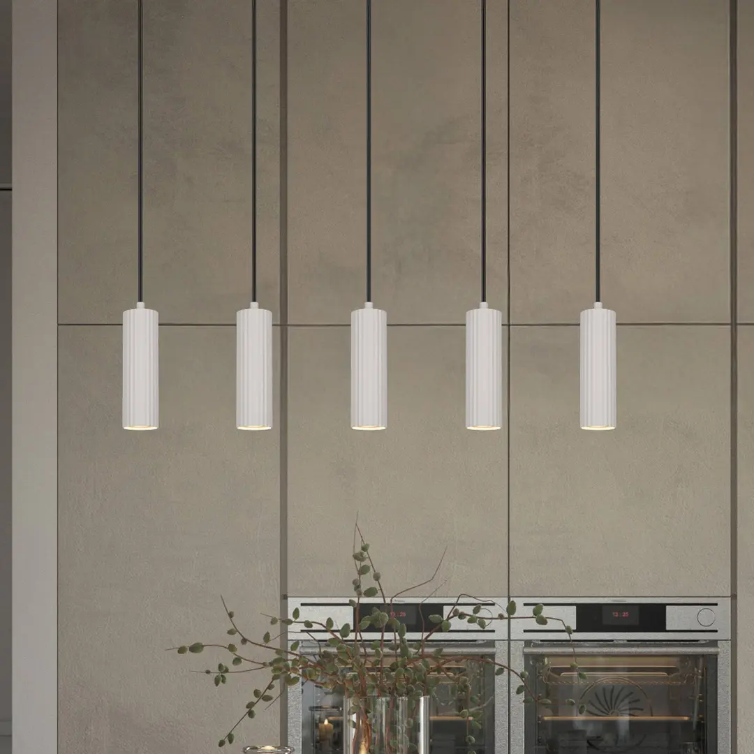 Trio Lighting Hängelampe Soka, hellgrau, Länge 85 cm, Metall, 5-flg.