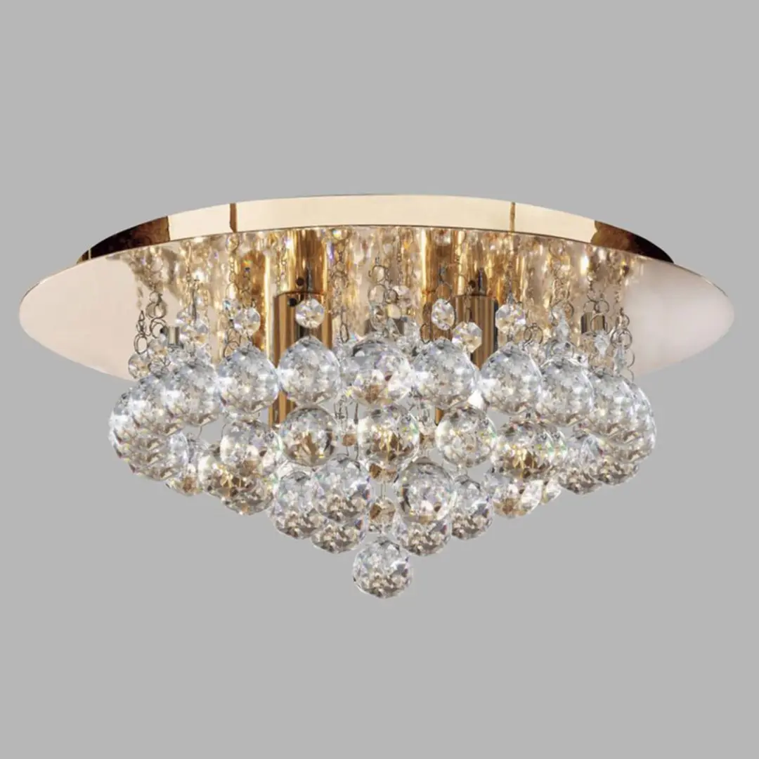 Searchlight Deckenleuchte Hanna mit Kristallkugeln, 35 cm gold