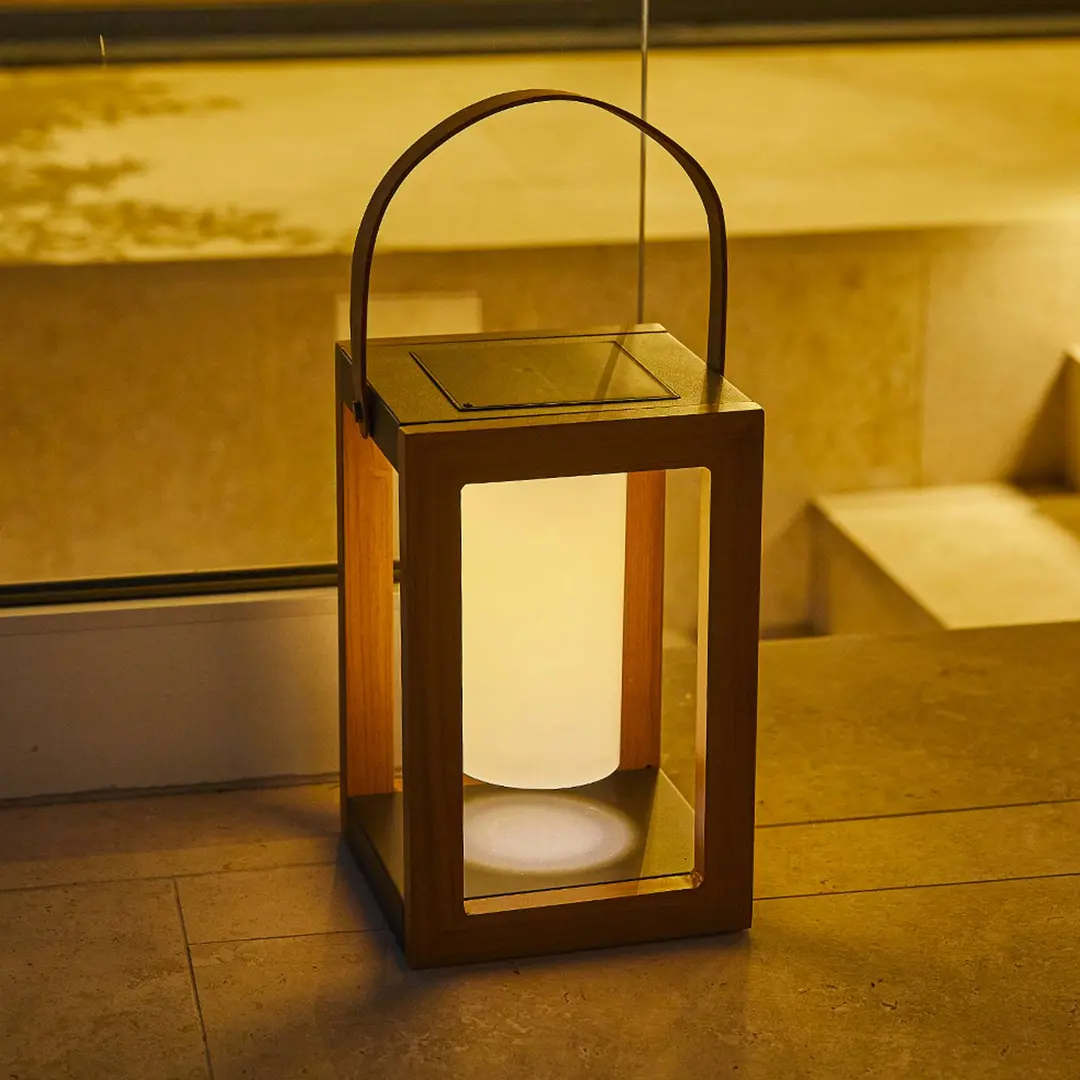 Lumisky LED-Solarlaterne Seraphina, teakfarben, Höhe 32 cm, Metall