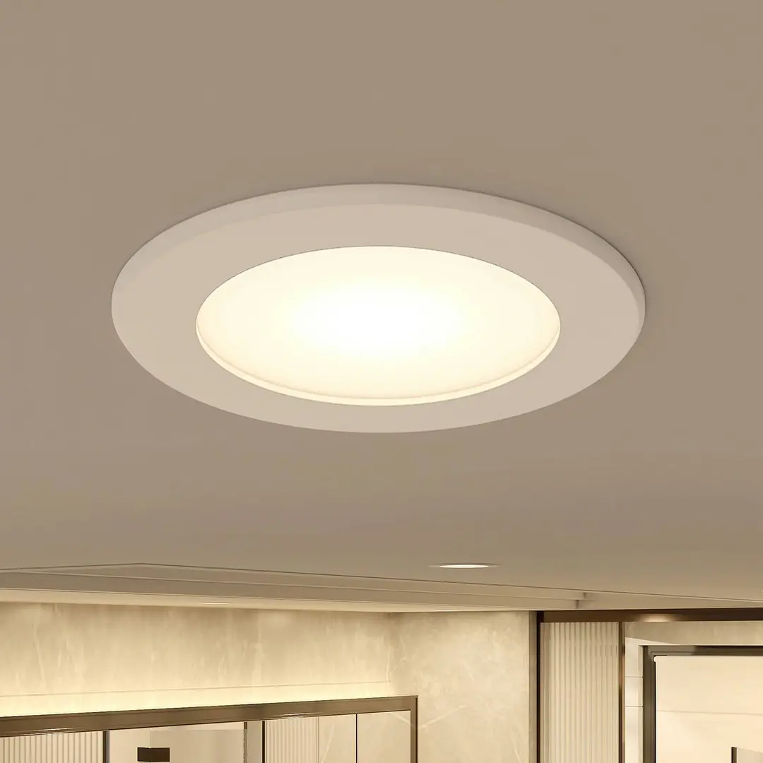 Prios LED-Einbaustrahler Rida, weiß. Ø 10 cm, CCT, IP44