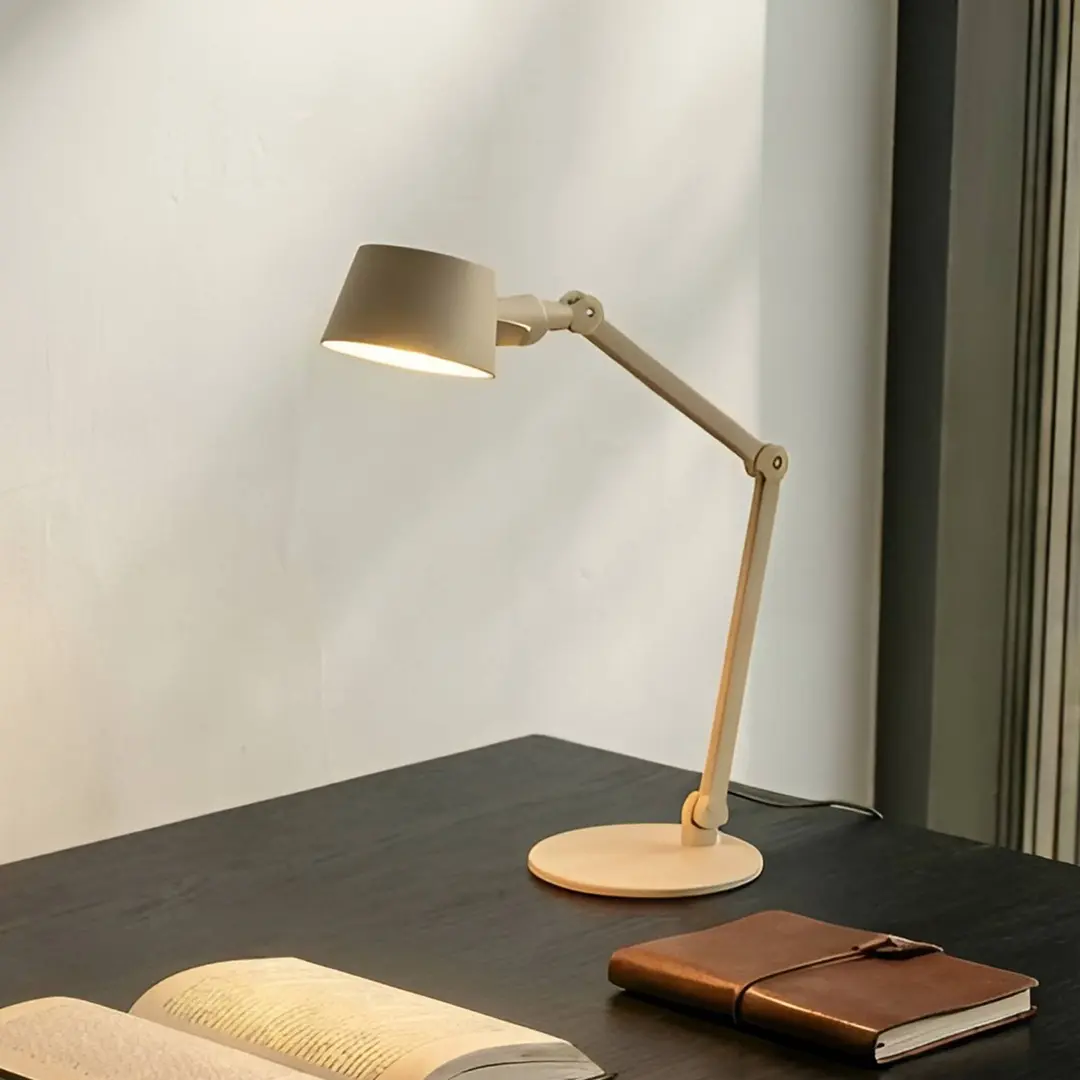 Lucande Tischleuchte Silka, 93 cm, beige, verstellbar, E27
