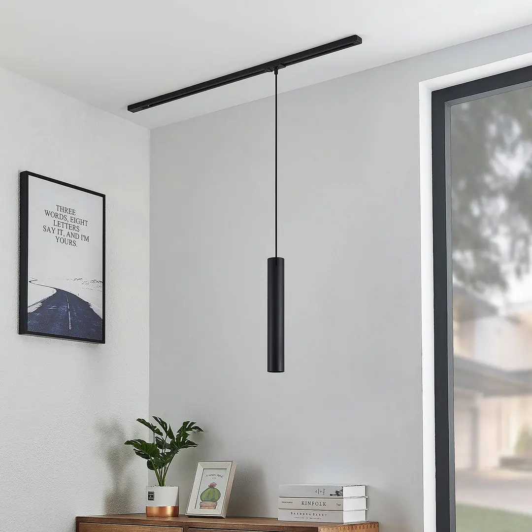 Lindby Pendellampe Linaro, 40 cm, schwarz, 1-Phasen, GU10