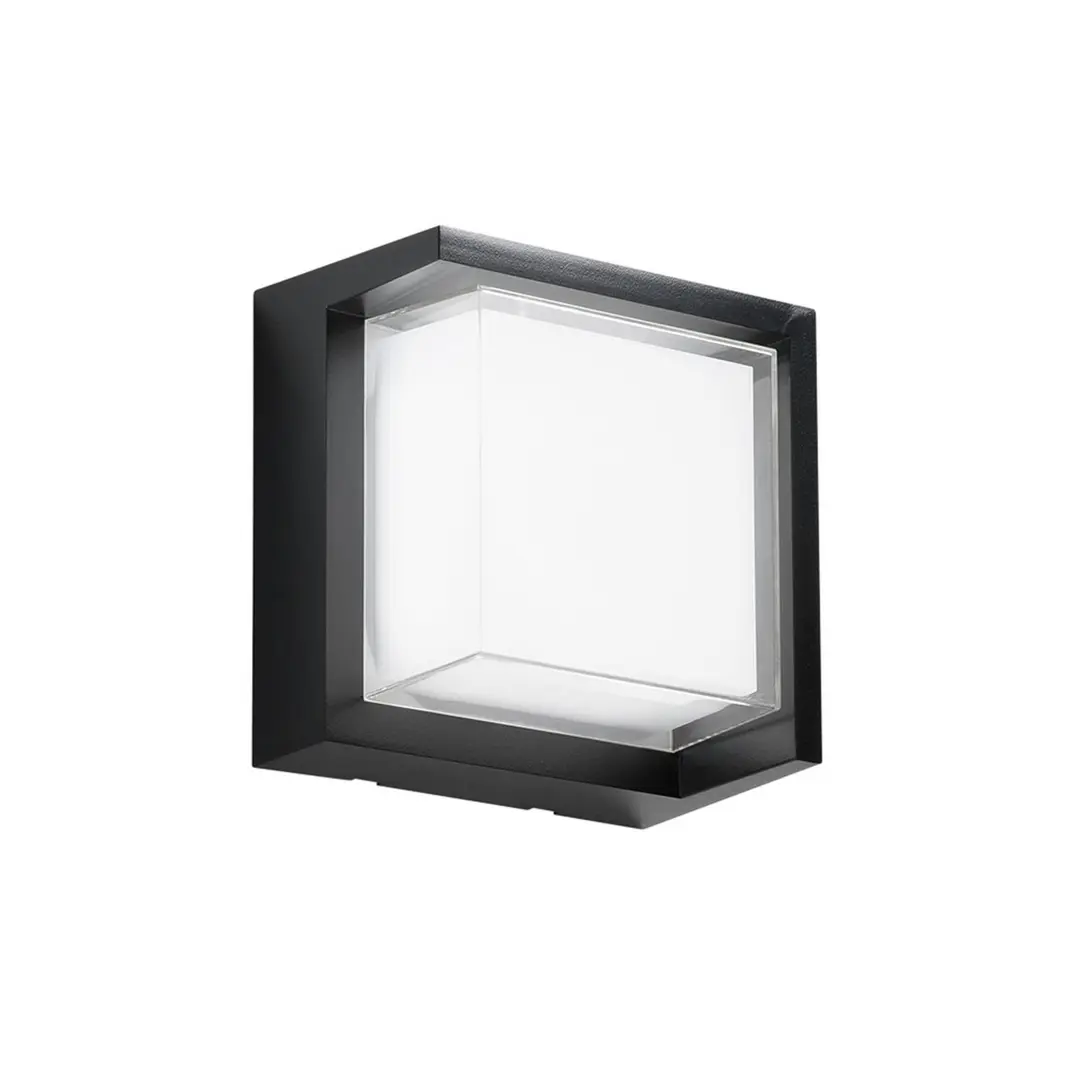 Intec LED-Außenwandlampe BLOCK, schwarz, 16 cm Kunststoff, CCT