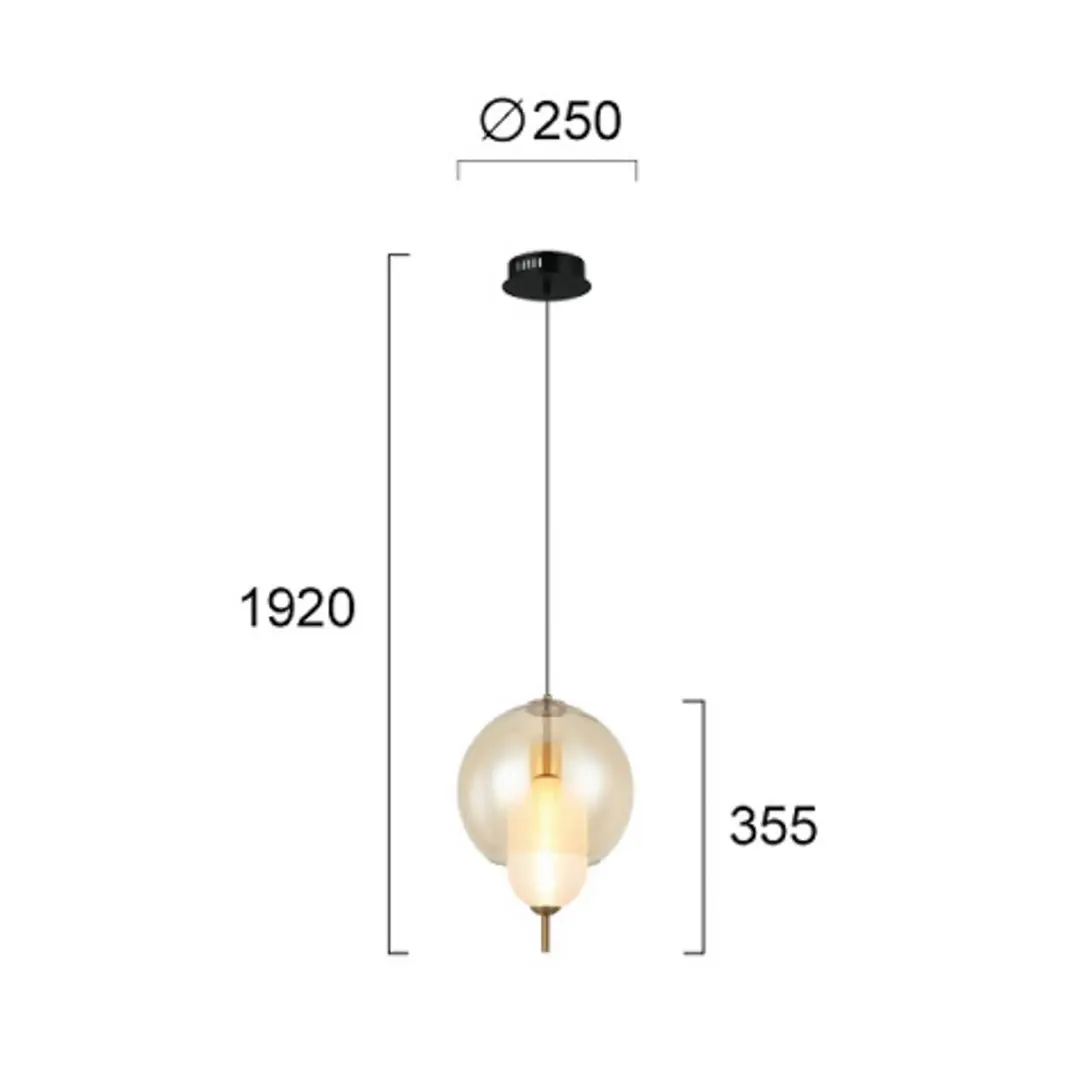 Viokef LED-Hängelampe Adol, amberfarben, Ø 25 cm, Glas