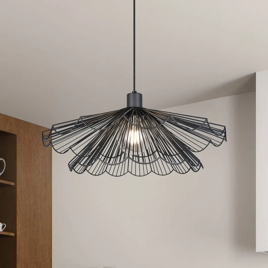 Reality Leuchten Pendelleuchte Margarita, Ø 50 cm, rund, schwarz, E27, Metall