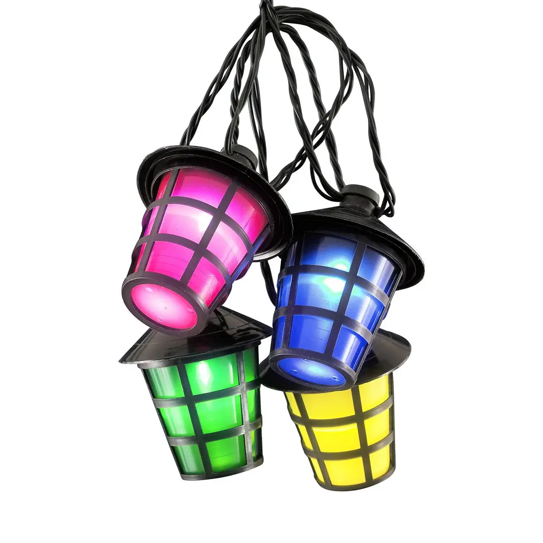 Konstsmide Season Außen-Lichterkette Lampion, 20 LED-Laternen bunt