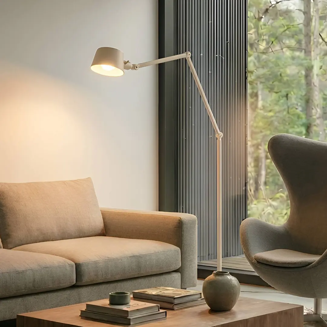 Lucande Stehleuchte Silka, 216 cm, beige, verstellbar, E27