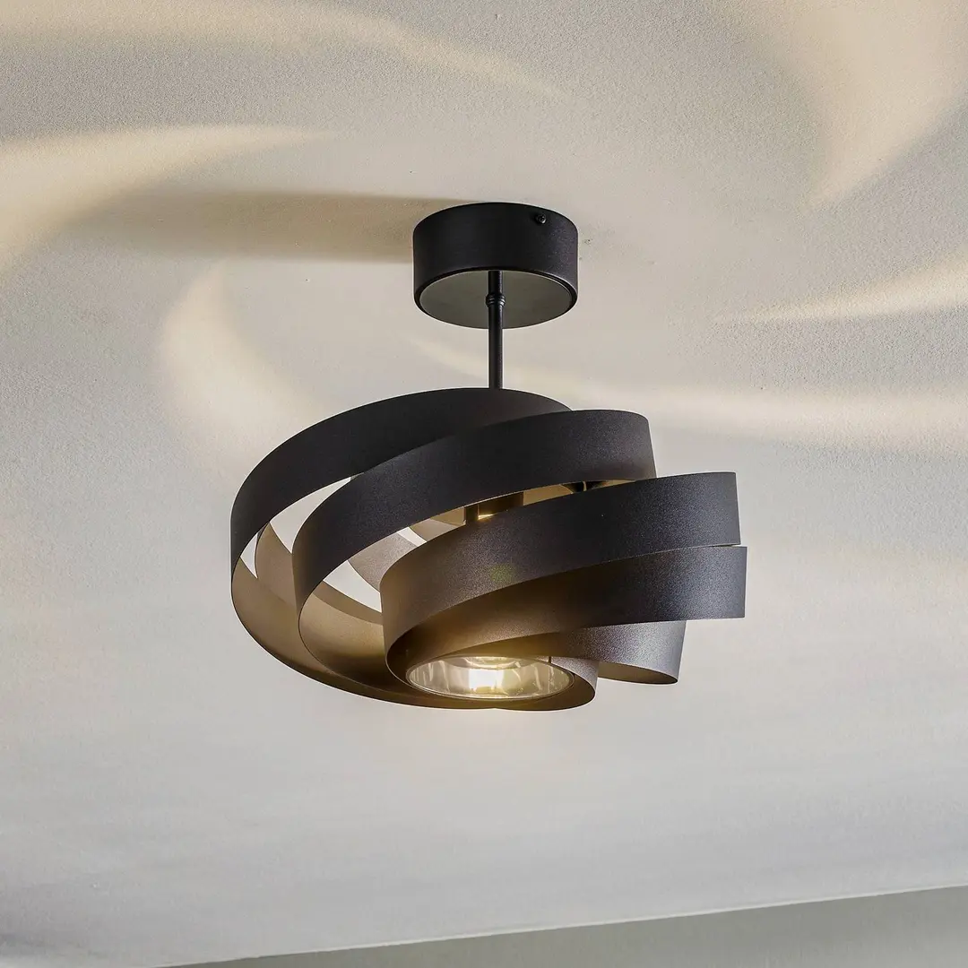 Domiluce Deckenleuchte Vento, schwarz, Ø 40 cm, Metall, E27