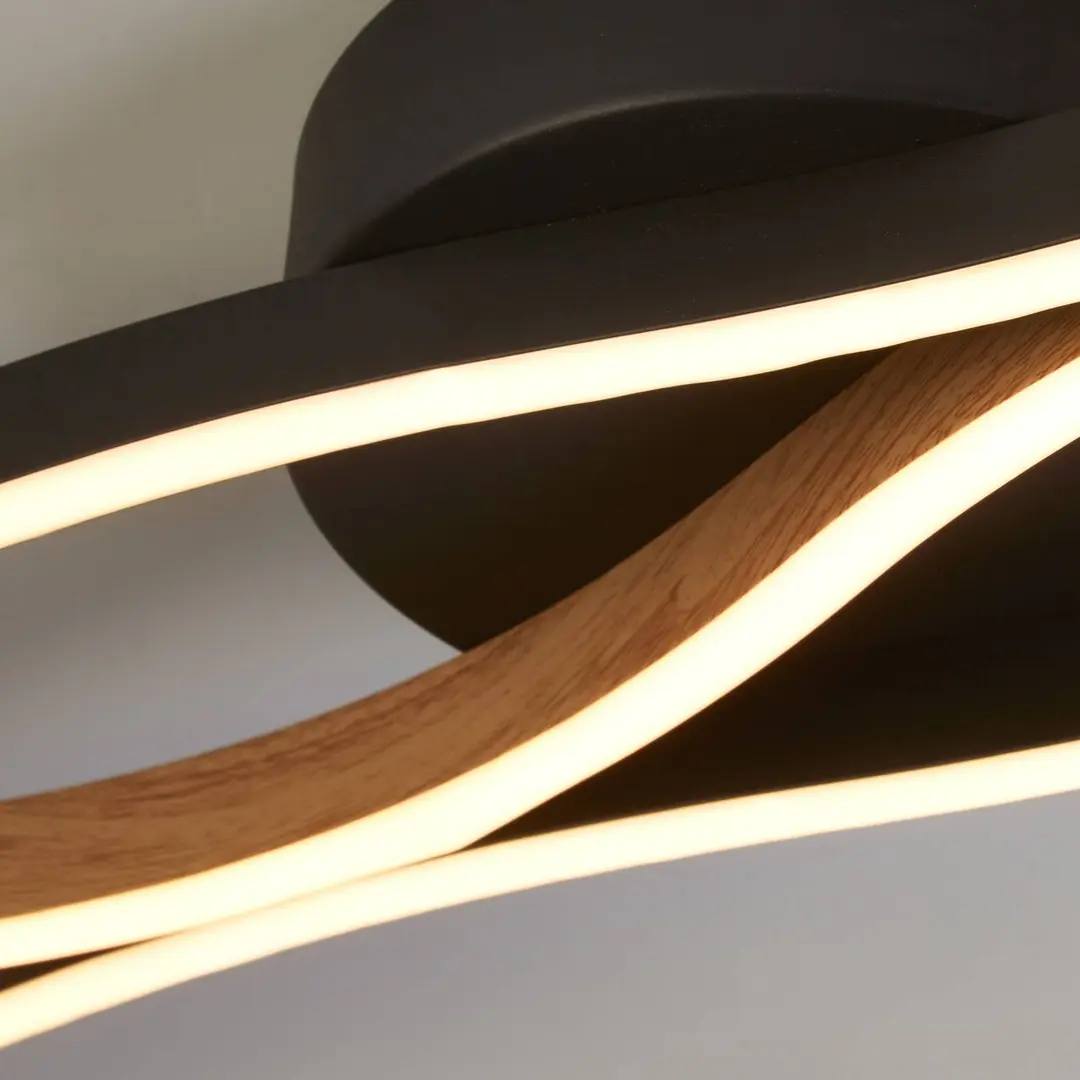 Searchlight LED-Deckenleuchte Bloom Swirl schwarz/holz