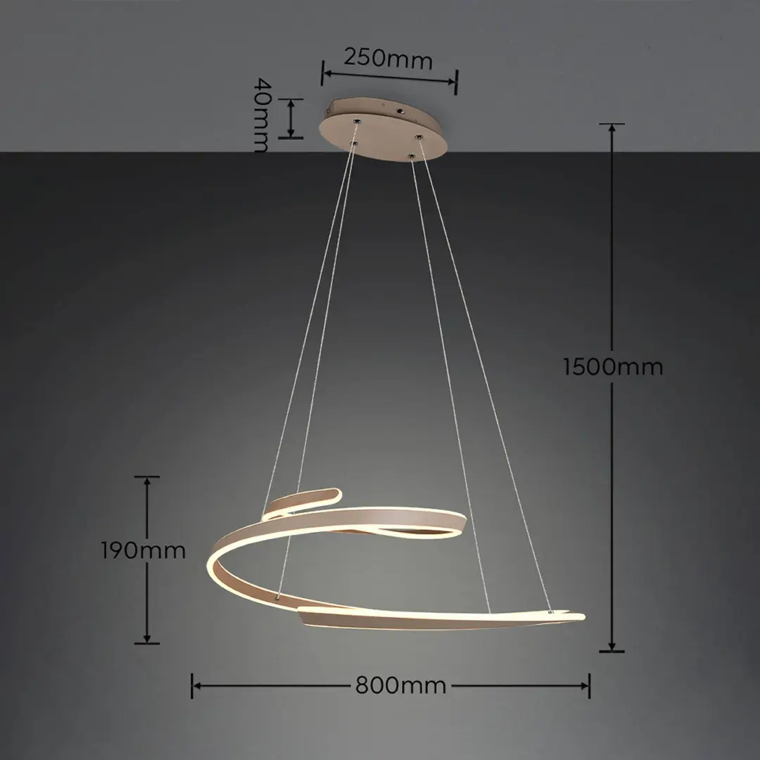 Trio Lighting LED-Pendellampe Arlington beigefarben Länge 80cm Metall CCT