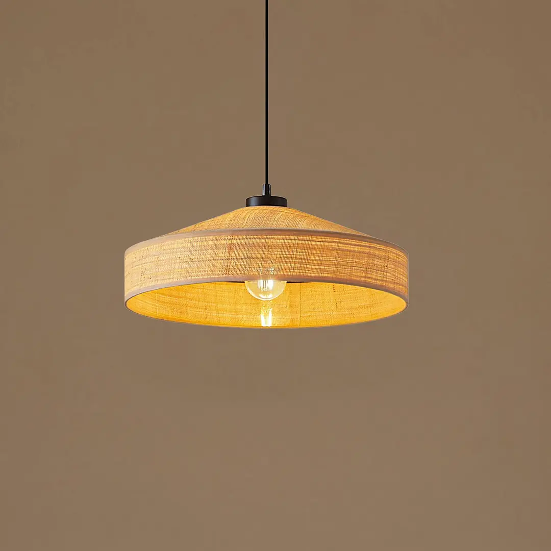 Lindby Hängeleuchte Haldor, Rattan, naturfarben, Ø 40 cm