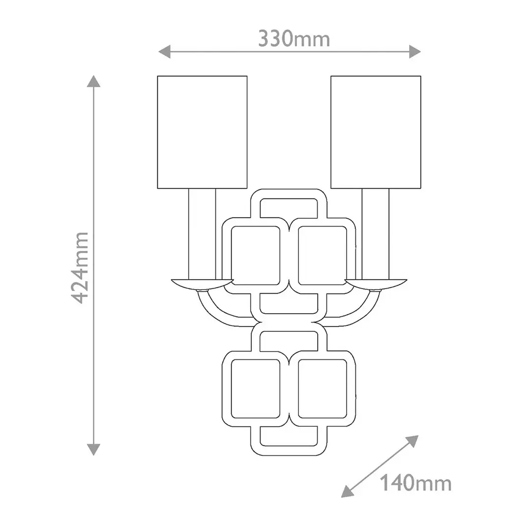 HINKLEY Wandlampe Sabina, schwarz, Höhe 42 cm, 2-flg., Metall/Textil
