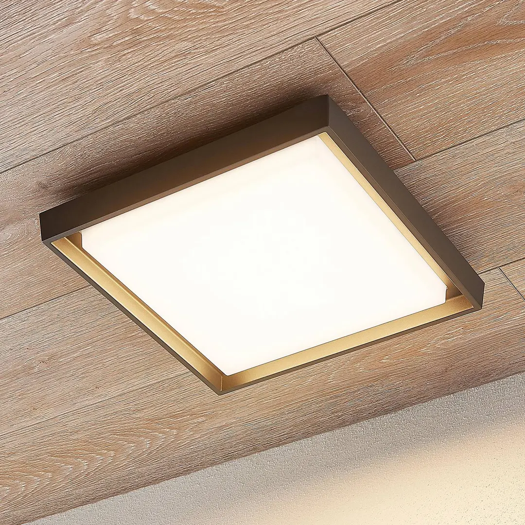 Lucande LED-Außendeckenleuchte Birta, dunkelgrau, IP54, 34cm