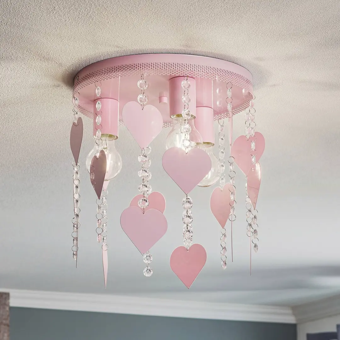 Eko-Light Deckenleuchte Corazon in Pink mit Herzen