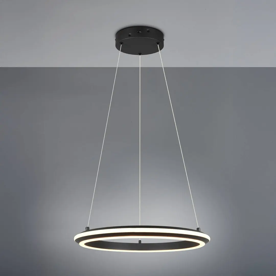 Trio Lighting LED-Hängelampe Amador, Ø 45 cm, schwarz matt, Metall, CCT