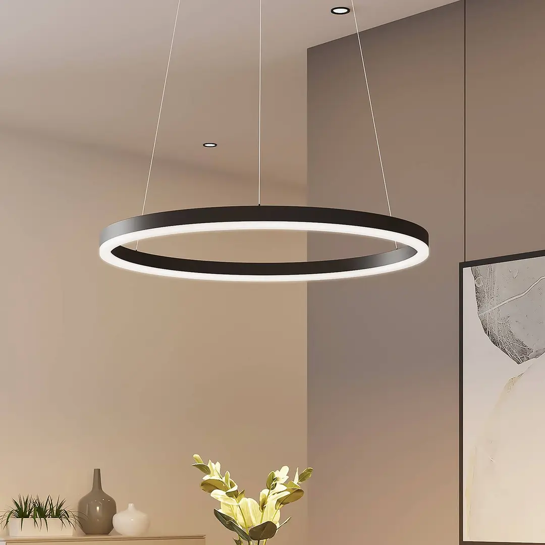 Arcchio LED-Hängeleuchte Albiona, schwarz, 1 Ring, Ø 60 cm