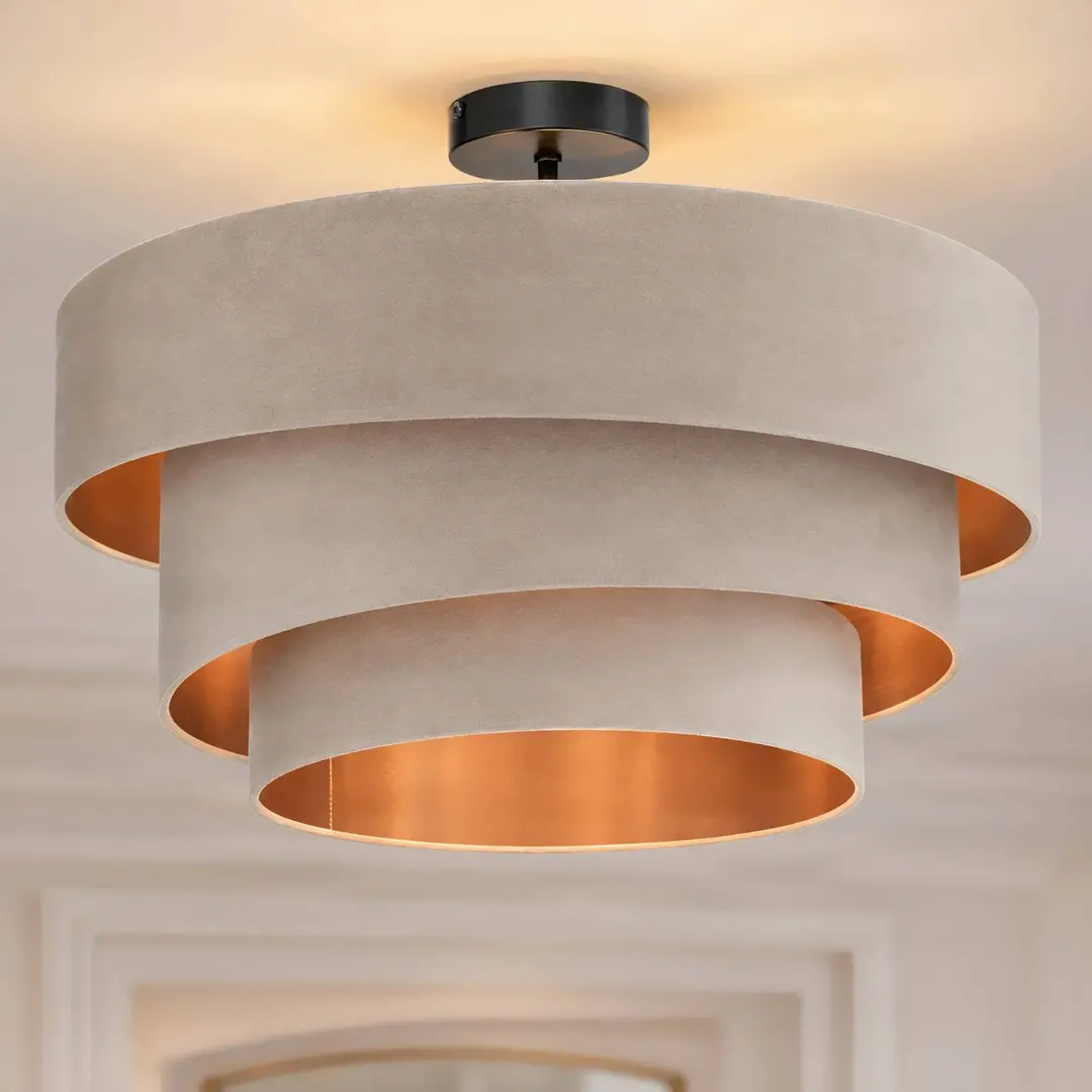 Lindby Deckenlampe Jusari, creme, Textil, Ø 56 cm, E27
