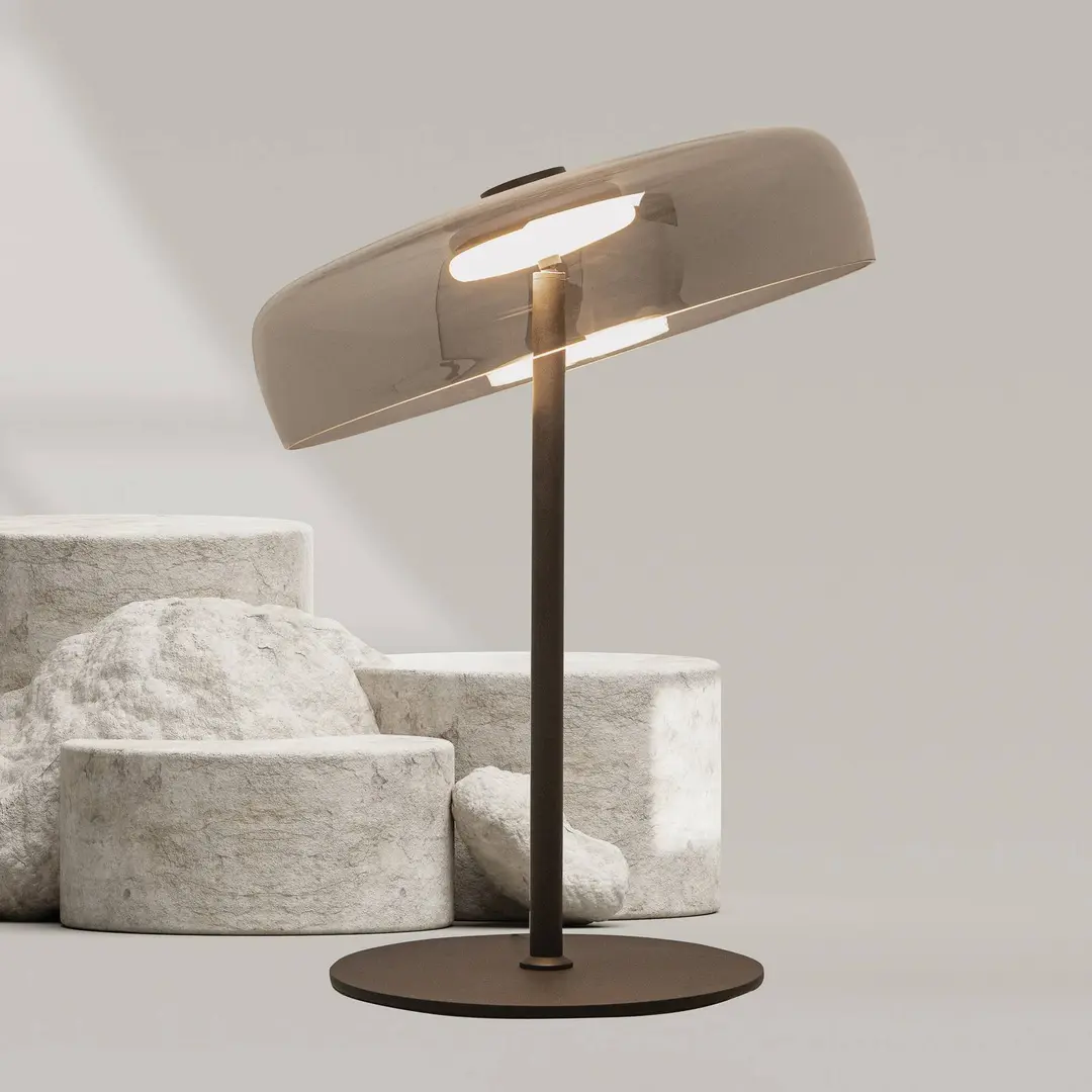 Zambelis LED-Tischleuchte 23054, rauchgrau, Glas, Höhe 52 cm