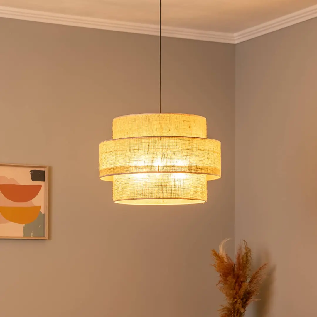 TK Lighting Hängeleuchte Calisto, Jute, naturbraun, 3-flammig, Ø 50 cm