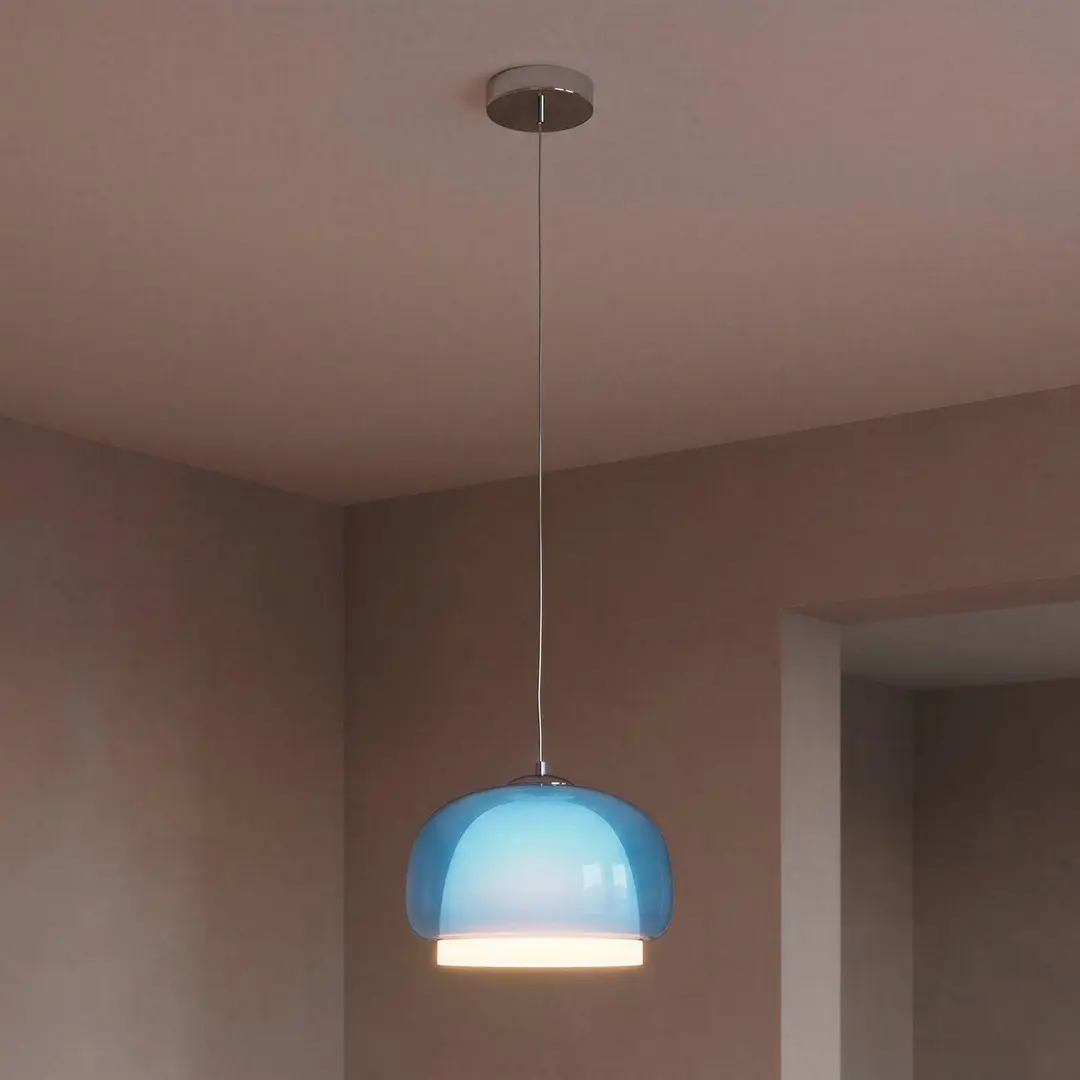 EGLO Hängeleuchte Belomontejo, Ø 30 cm, blau-transparent, Glas