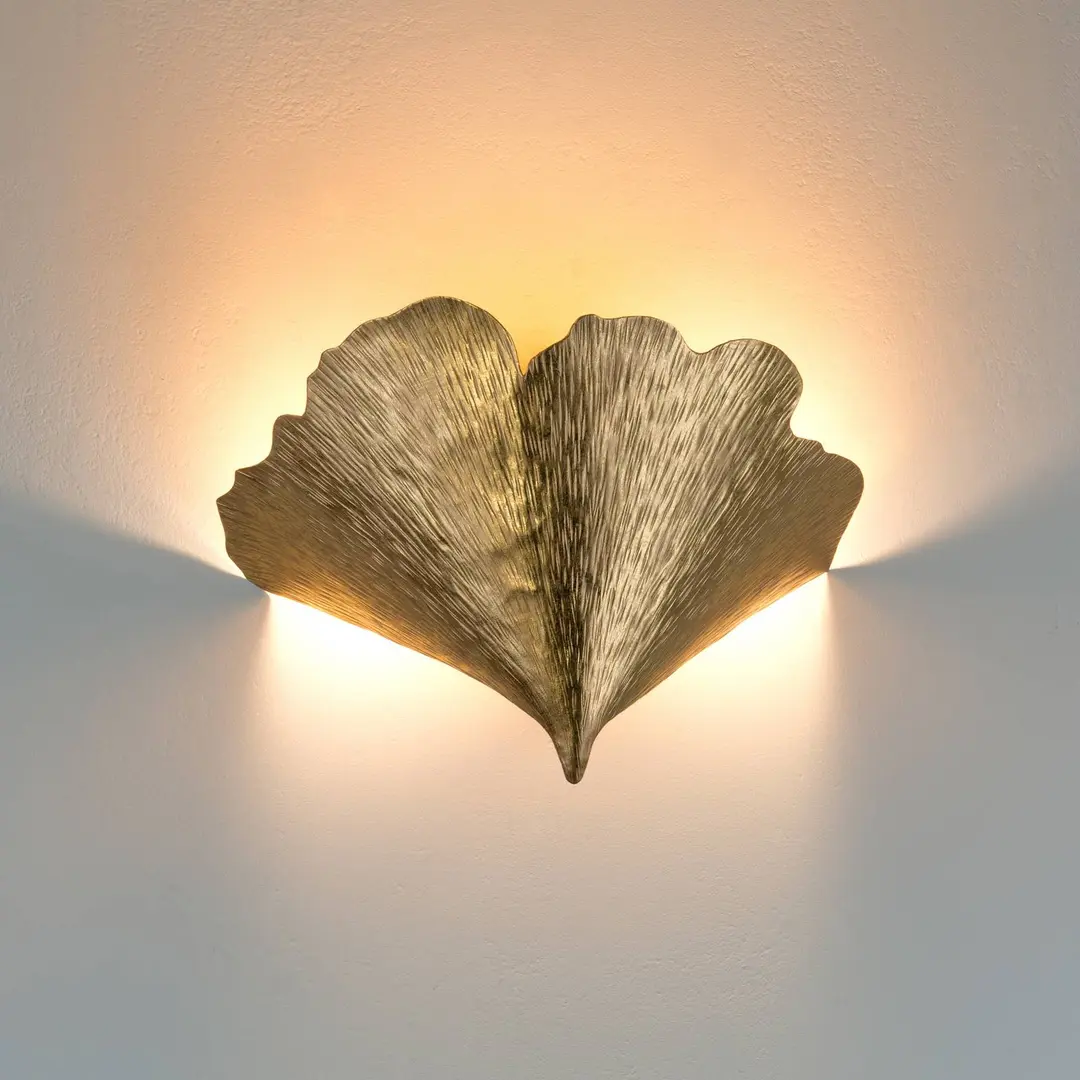 Holländer Wandleuchte Ginkgo Tre in Gold
