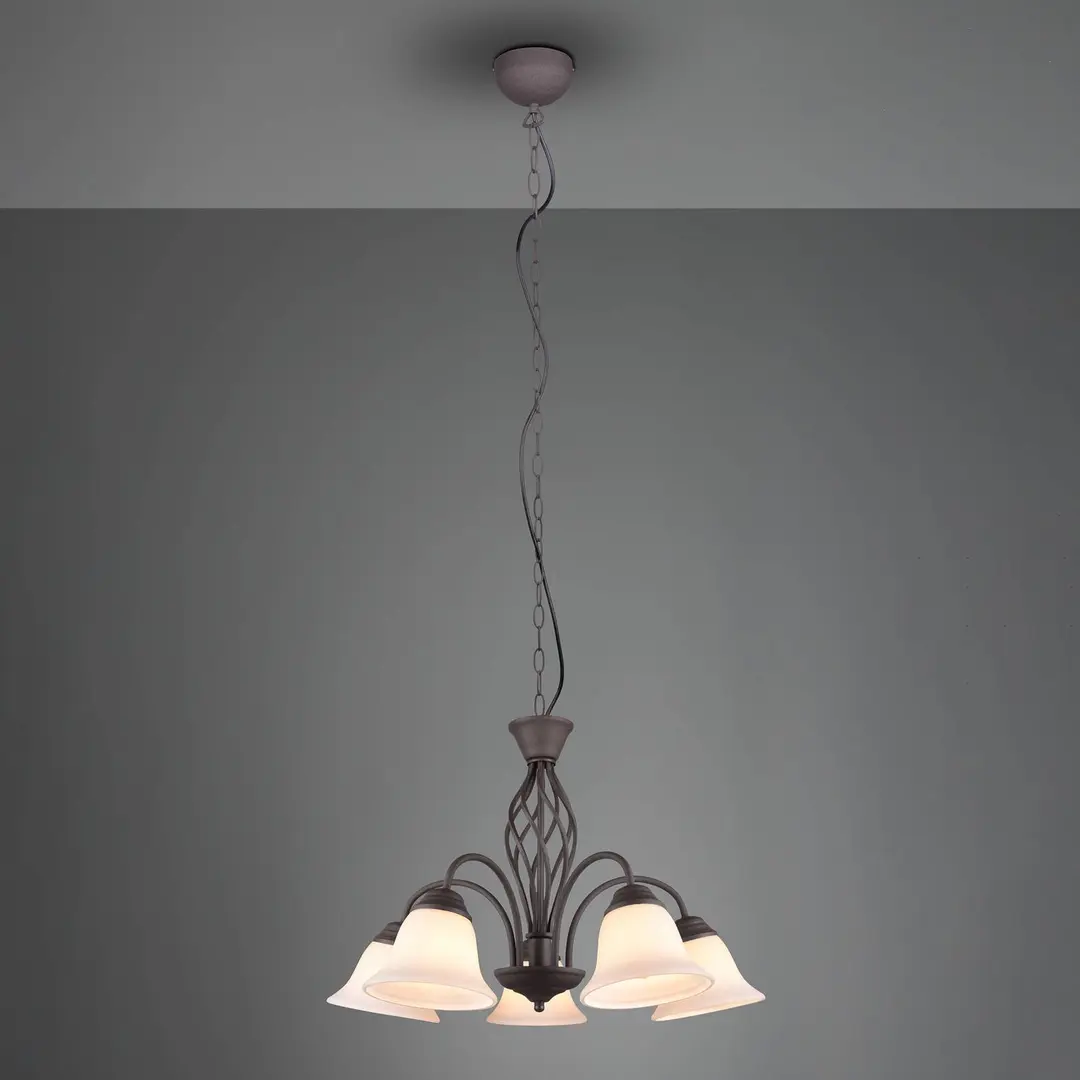 Trio Lighting Hängeleuchte Rustica, rostfarben, fünfflammig
