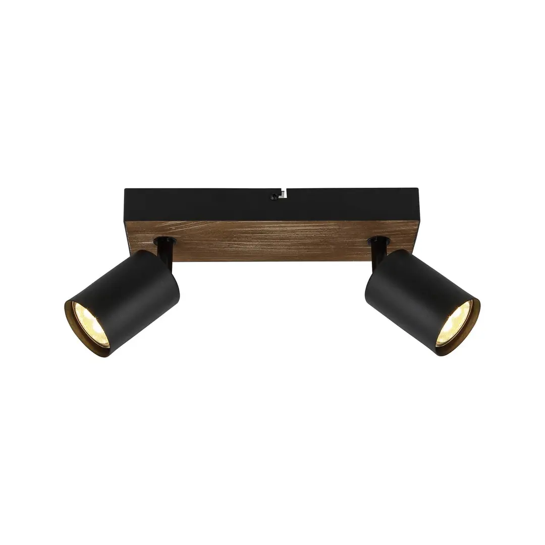 Brilliant Wandleuchte Jello Wood, schwarz/holz zweiflammig